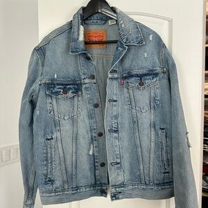 Levi's Light Blue Distressed Denim Trucker Jacket